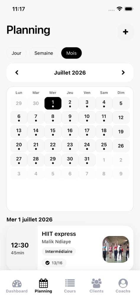 Planning Yoma — vue calendrier